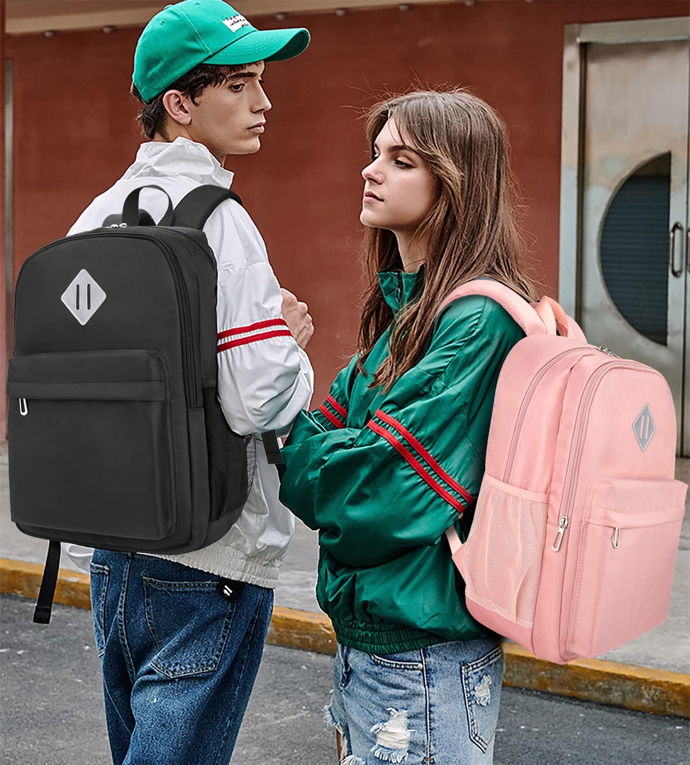 KCY Backpack for Boys Girls, Casual Daypack with Water Bottle Pockets Lightweight & Waterproof for Men Women Travel Work for Teenagers Kids School Bag Bookbag, Pink: Clothing, Shoes & Jewelry