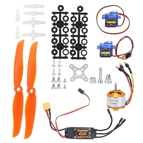 RC Plane Motor Kit, SG90 Servo 2212 KV2200 Brushless Motor 6035 Propeller RC Remote Control Aircraft 40A XT60T ESC Combo Kit Complete Motors for RC Plane Helicopter