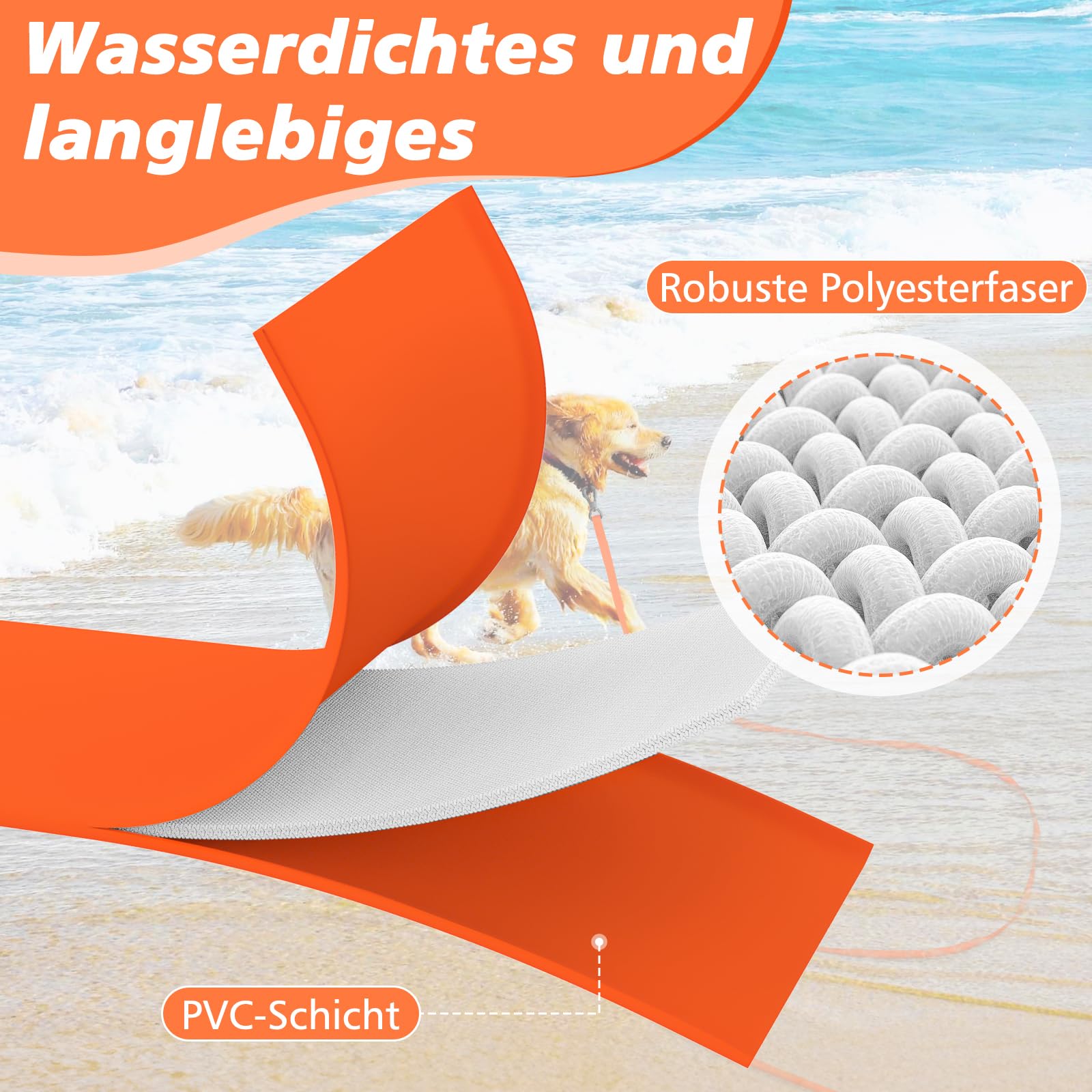 X XBEN Guinzaglio per Cani 30 Metri, Guinzaglio Addestramento con Maniglia Imbottita, Lunghina Gommato per Cane, Impermeabile, Moschettone, Resistente Adatto per Tutti i Cani, Arancione Fluo