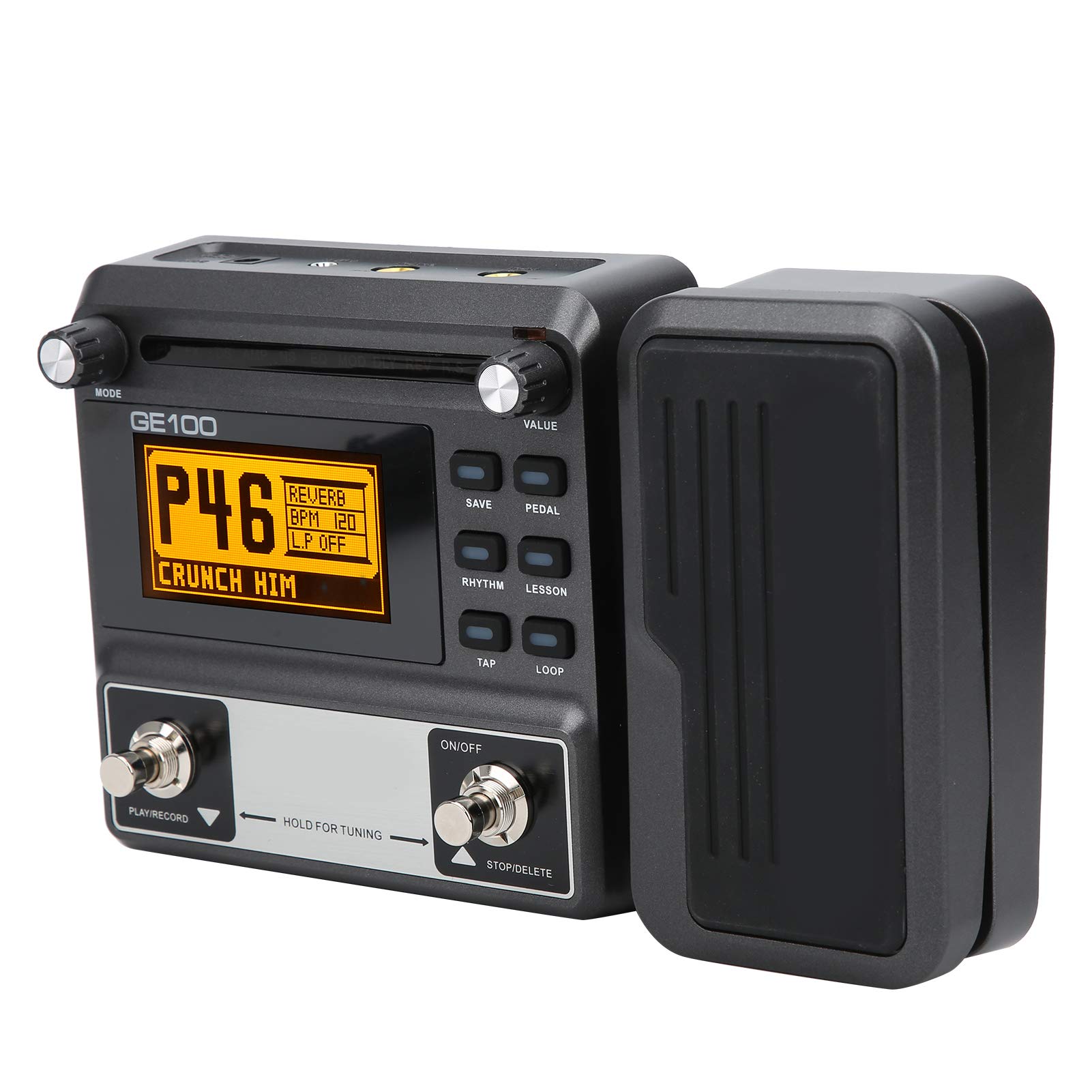 VGEBY Guitar Multi‑Effects Pedal Processor, Professional Guitar Pedal Processor with 180 s Loop Recording Touch LCD Display 100‑240V