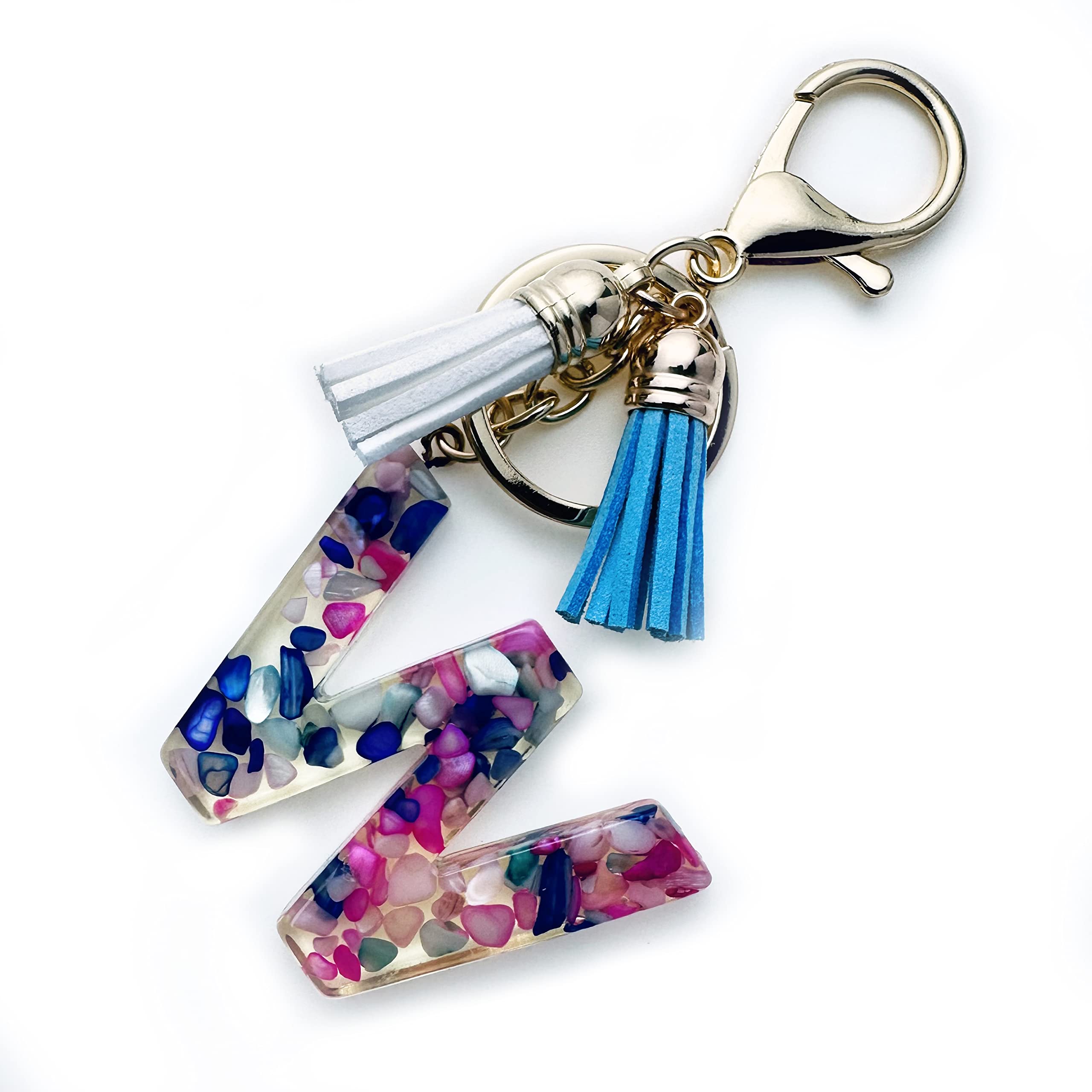 Fario Alphabet Initial Letter A-Z Keychains for Women Tassel Pendant Key Ring for Purse Handbags Women Girl