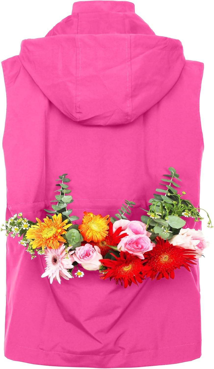 PESION Womens Packable Military Utility Vests Outerwear Waterproof Windbreaker Jacket Cargo Vest with Removable Hood - Image 5