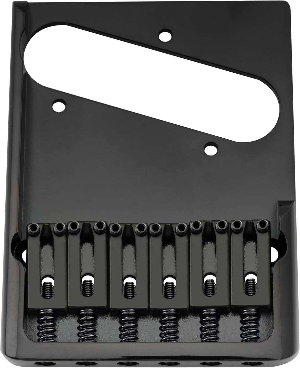 Musiclily Ultra 54mm (2-1/8 inch) Full Solid Brass Heavy Duty Asymmetric Tele Bridge String-through-body for Tele Style Electric Guitar, Black