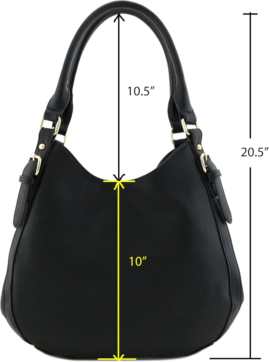 Lightweight 3 Compartment Faux Leather Medium Hobo Bag - Image 6