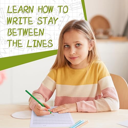 Miniatura 3 de Eaasty 100 hojas de papel para principiantes de nivel 1, papel de práctica de escritura a mano para niños, papel de escritura con líneas y gris