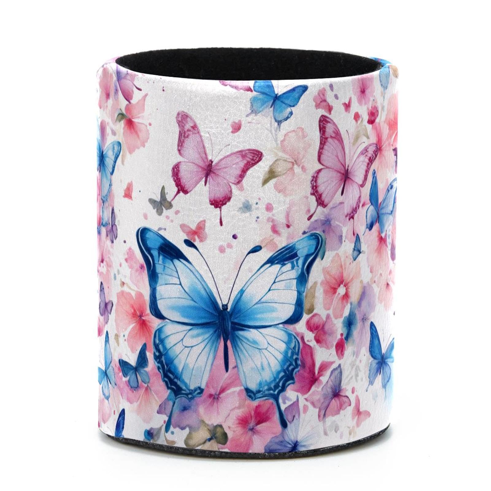 VAPOKF Round Pencil Holders for Desk, Watercolor Butterfly Pen Holders Pen Pot Makeup Brushes Storage Desktop Stationery Supplies Organiser for Home Office