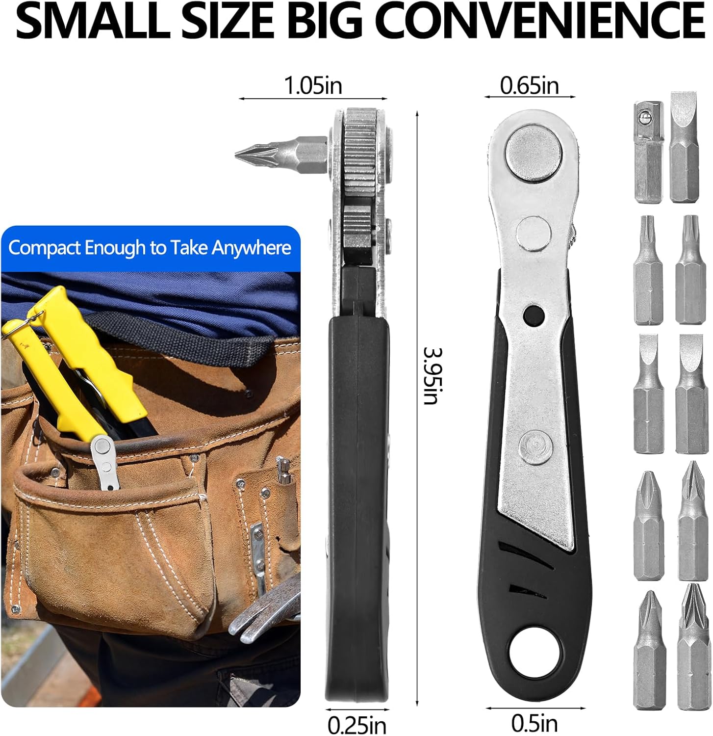 11-in-1 Magnetic Ratchet Screwdriver Set, Screw and Repair in Tight Spaces - Compact Hand Tool Kit, No Assembly Required, Manual Operation, Black