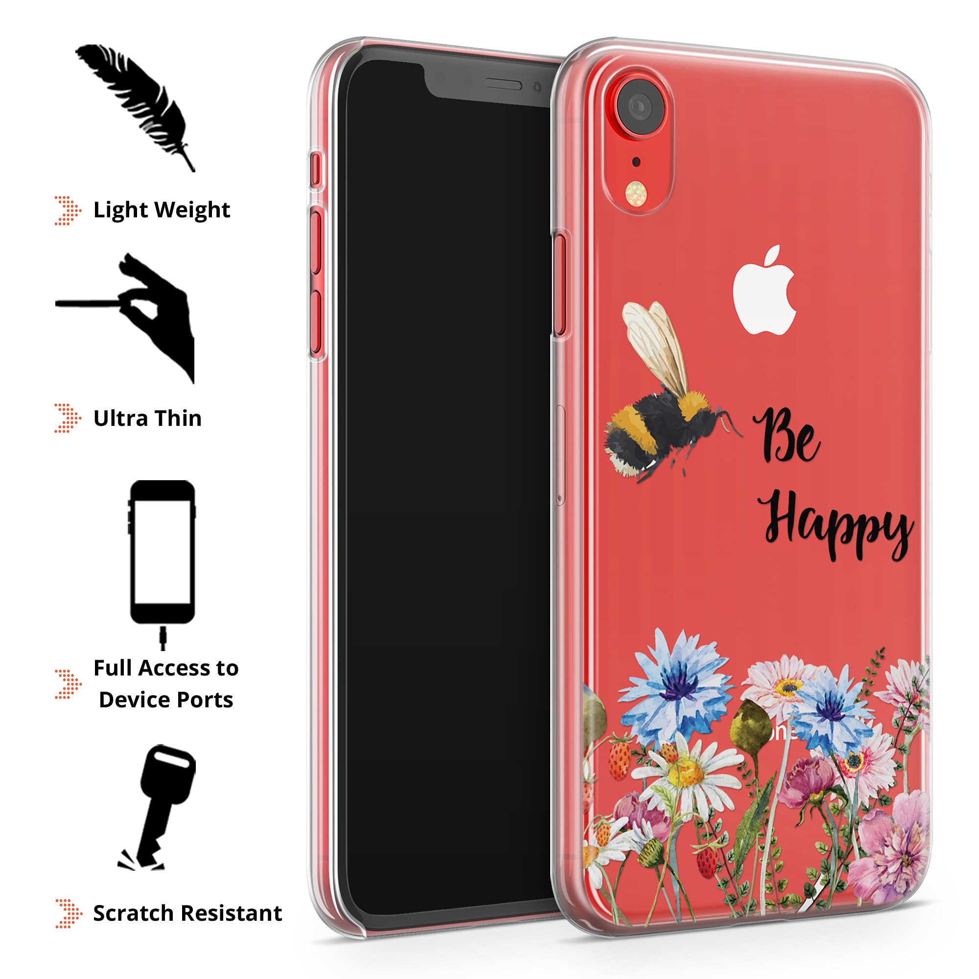 IPhone SE 2020/2022 Hülle – Klares Design Mit Wildbienen & Blumen, Dünn Und Kratzfest