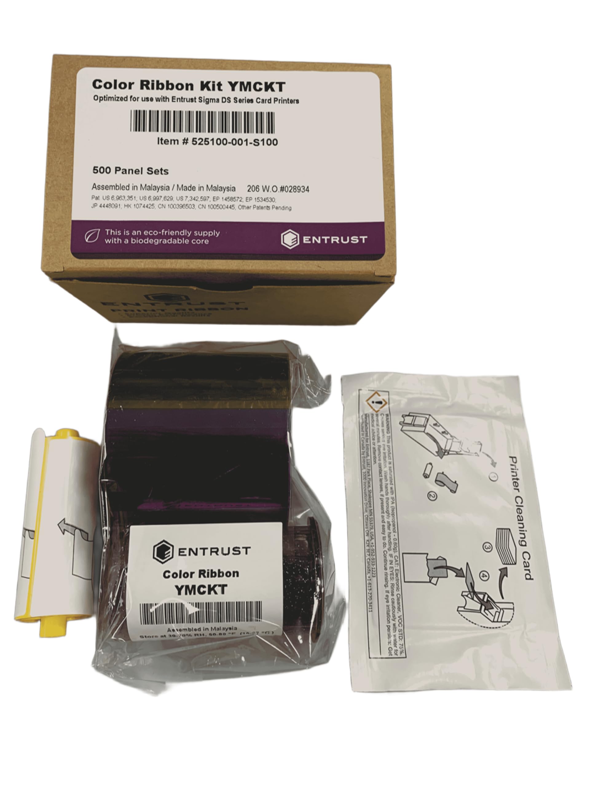 Cinta de Color YMCKO 525100-001-S100 para Impresora de Tarjetas Entrust Sigma DSE – Y Sigma DS3 para 250 Impresiones – Ribbon Original para Tarjetas PVC