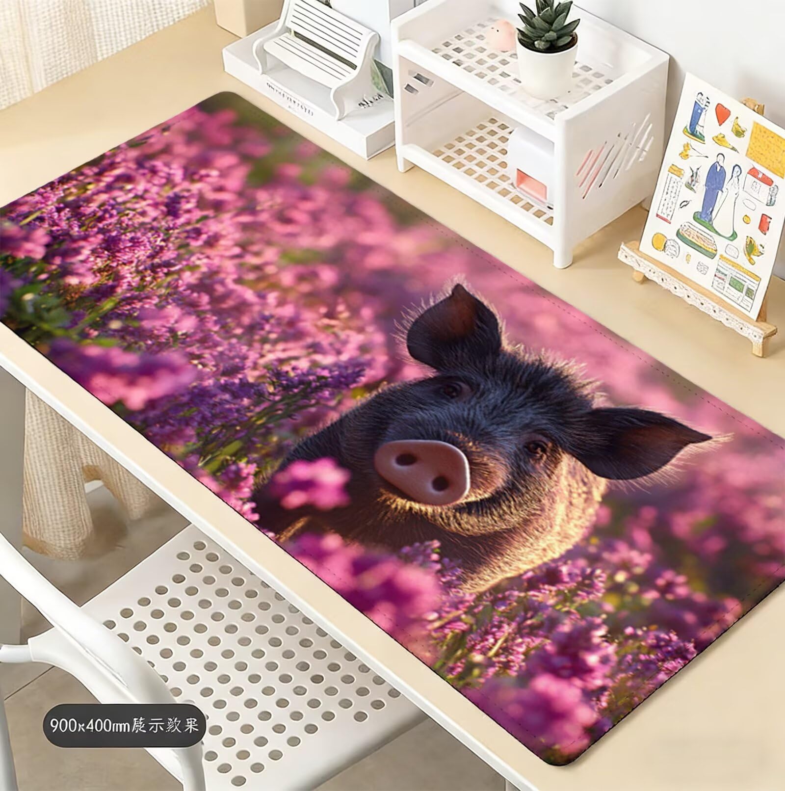 Tapis de Souris Animal Tapis Souris XXL 1200 x 600 mm, sous-Main Bureau avec Bords Cousus, Sanglier Mouse Pad avec Caoutchouc Etanche et Antidérapant, pour Le Bureau Et La Maison, Cadeaux H-3157