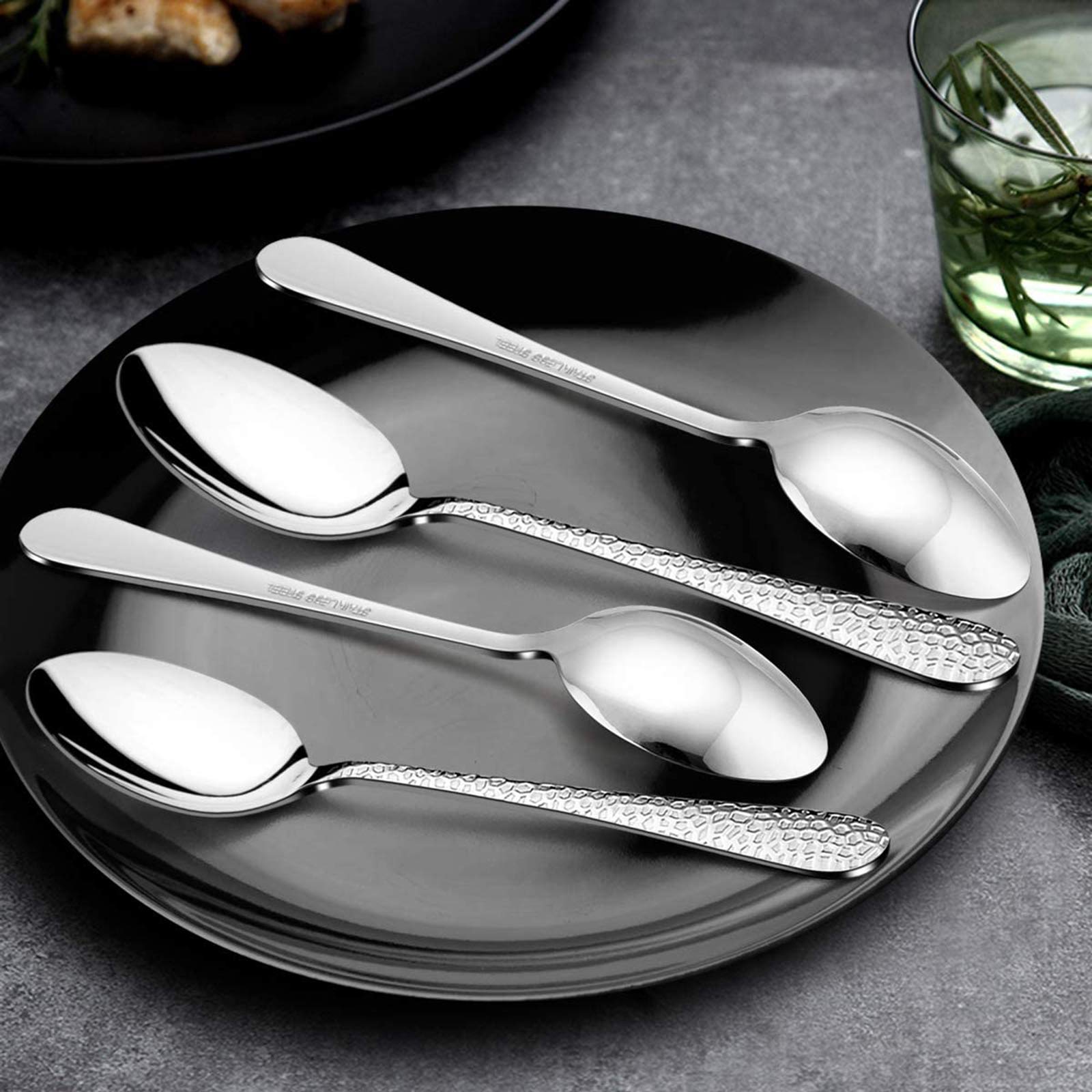 findTop - Set di 12 posate in acciaio inox, forchette e cucchiai, forchette e cu