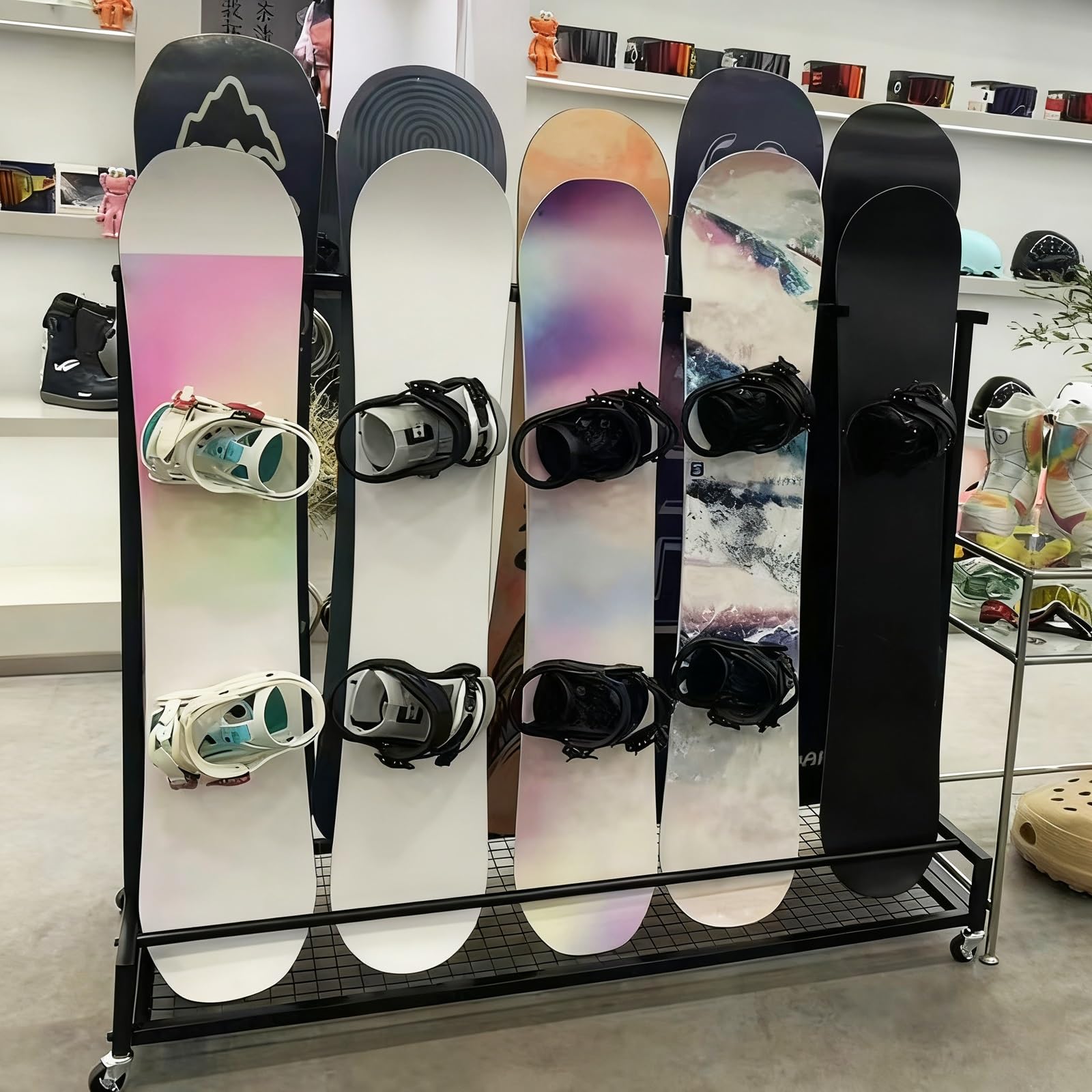 Stojak do przechowywania nart wewnętrznych, przechowuje 5 par nart, pionowy stojak snowboardowy, organizer podłogowy garażu domowego
