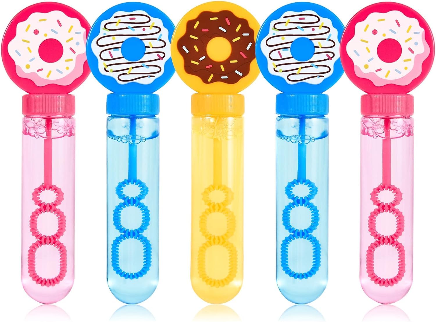 24Pcs Donut Bubble Wands for Kids Bubbles Bulk Party Favors Toy Carnival Prizes Goody Bag Fillers Stuffers Donut Party Favors Birthday Gift Summer Outdoor Pool Beach Mini Bubble for Boys Girls