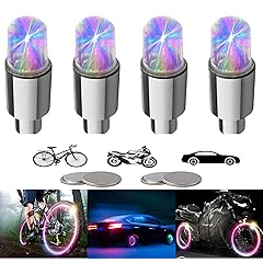 4/8 LED Bike Wheel Lights Car Tire Valve Stems Caps Bicycle Motorcycle Waterproof Tyre Spoke Flash Lights Cool Reflector Accessories for Kids Men Women with 10 Extra Batteries