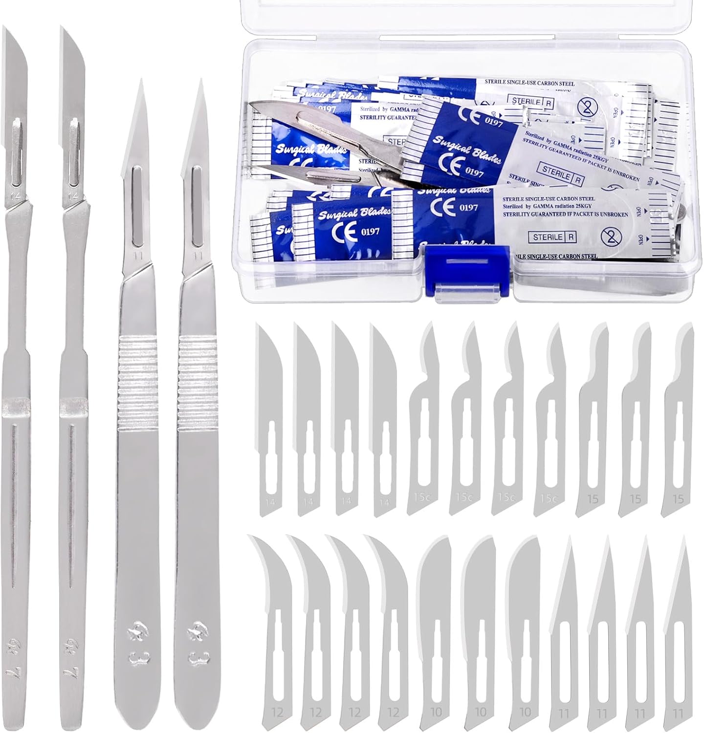 Keadic 64Pcs Scalpel Blade Handle with 101112131415