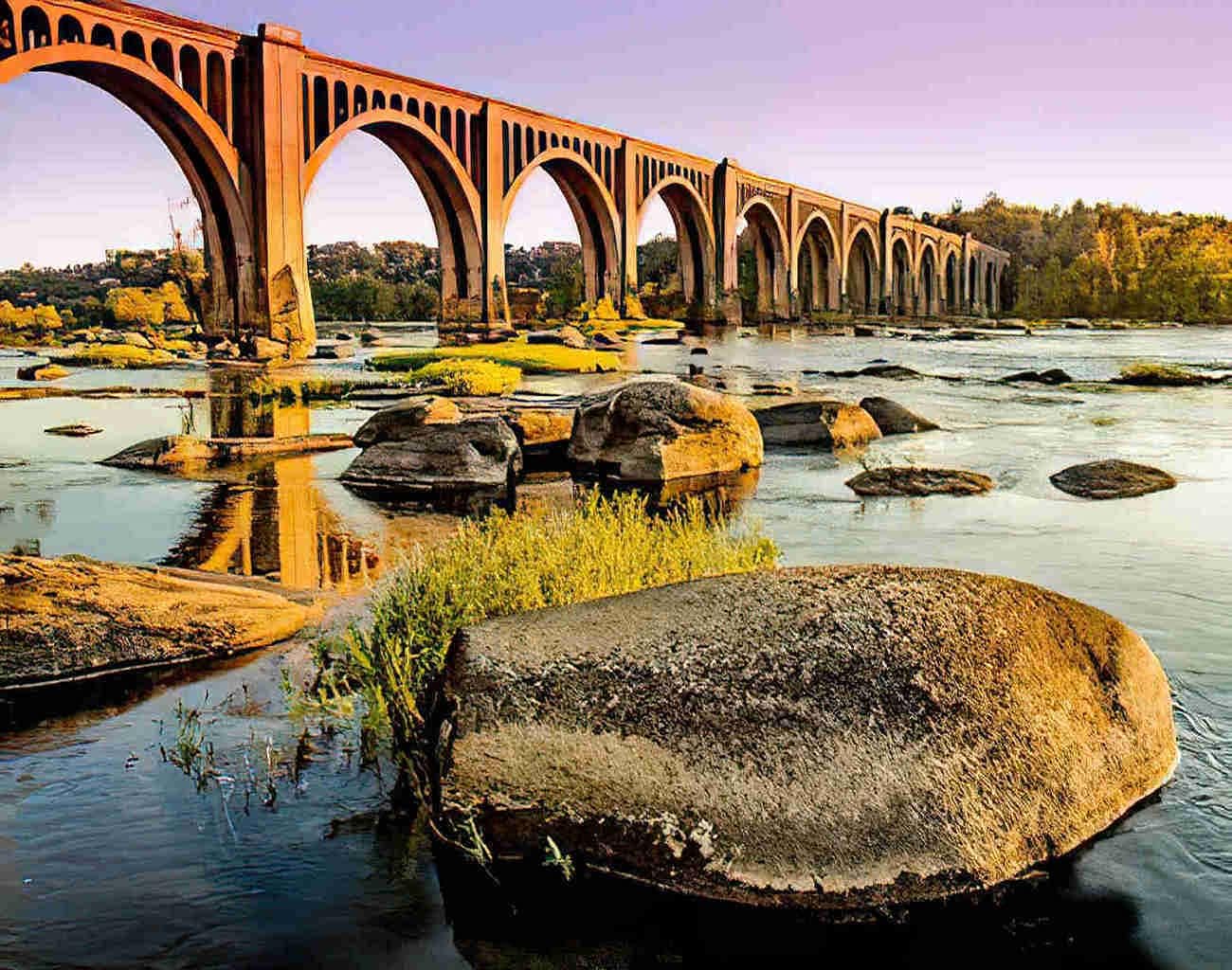 Virginia Landscape Jigsaw Puzzles for Adults James River Bridge in Richmond Va Wooden Jigsaw Puzzler Puzzle Gift Family Games DIY Puzzles 500 Pieces 15x20 Inch