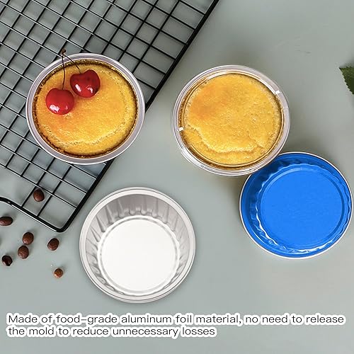 Miniatura 38 de Paquete de 50 tazas para hornear con tapas, papel de aluminio de 5 onzas, moldes de papel de aluminio para magdalenas, moldes de papel de aluminio