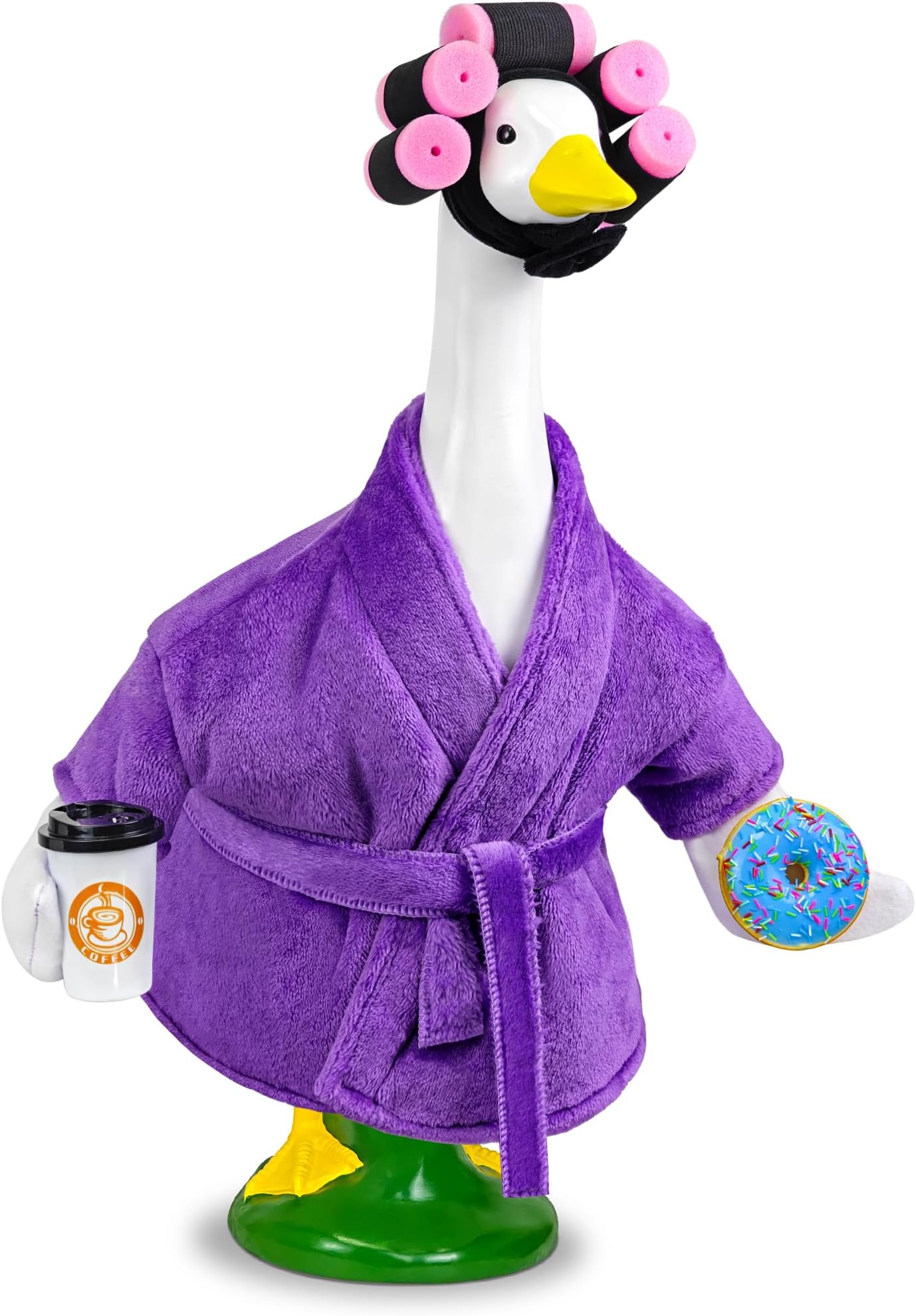 Lady Porch Goose Outfits, Spring Summer Goose Clothes Costume with Bathrobe for 17/23" Lawn Cement Geese for Garden