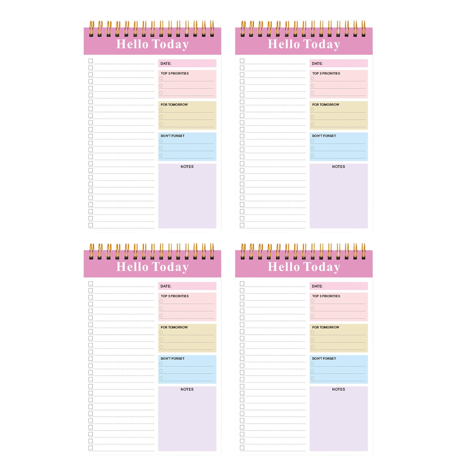 NONGYU Juego de 4 cuadernos de 5 espirales prácticos diarios de papelería, suministros escolares y de oficina