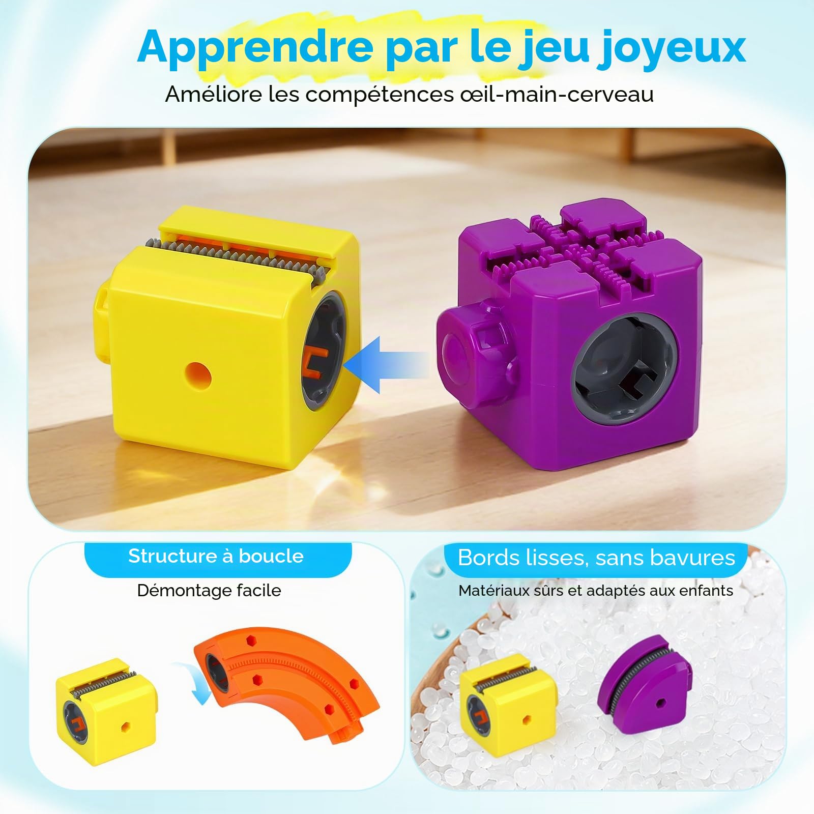 51 pièces Ensemble de Train Cube Magique, Ensemble de Train électrique, mises en Page 3D intégrées, Piste de Course Flexible, Jouet de Construction de Voiture motorisé défiant la gravité