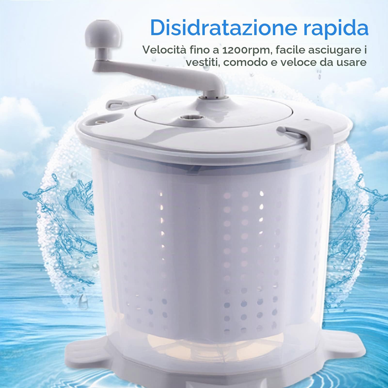 Lavatrice a manovella portatile - Lavatrice manuale per dormitorio, appartamento, campeggio - Nordic Grey