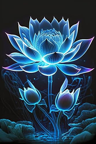 Miniatura 8 de RMSGOZO Kits de pintura de diamantes de plantas emisoras de luz 5D, kit de arte de cristal redondo con rosas moradas sexy para adultos y niños, para