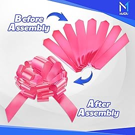 Mata1-USA - Huge Car Bow - Pink, 23 Inch - Big Gift Wrapping Bow for Large Gift Decoration - Giant Size for Indoor & Outdoor Use - 26 Loops & 4 Stickers