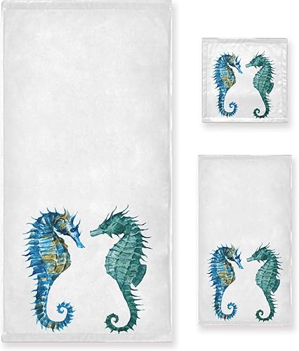 Miniatura 8 de ALAZA Juego de 3 toallas de baño con pintura de arte abstracto gris y amarillo, 1 toalla de baño, 1 toalla de mano, 1 paño suave, multiusos para