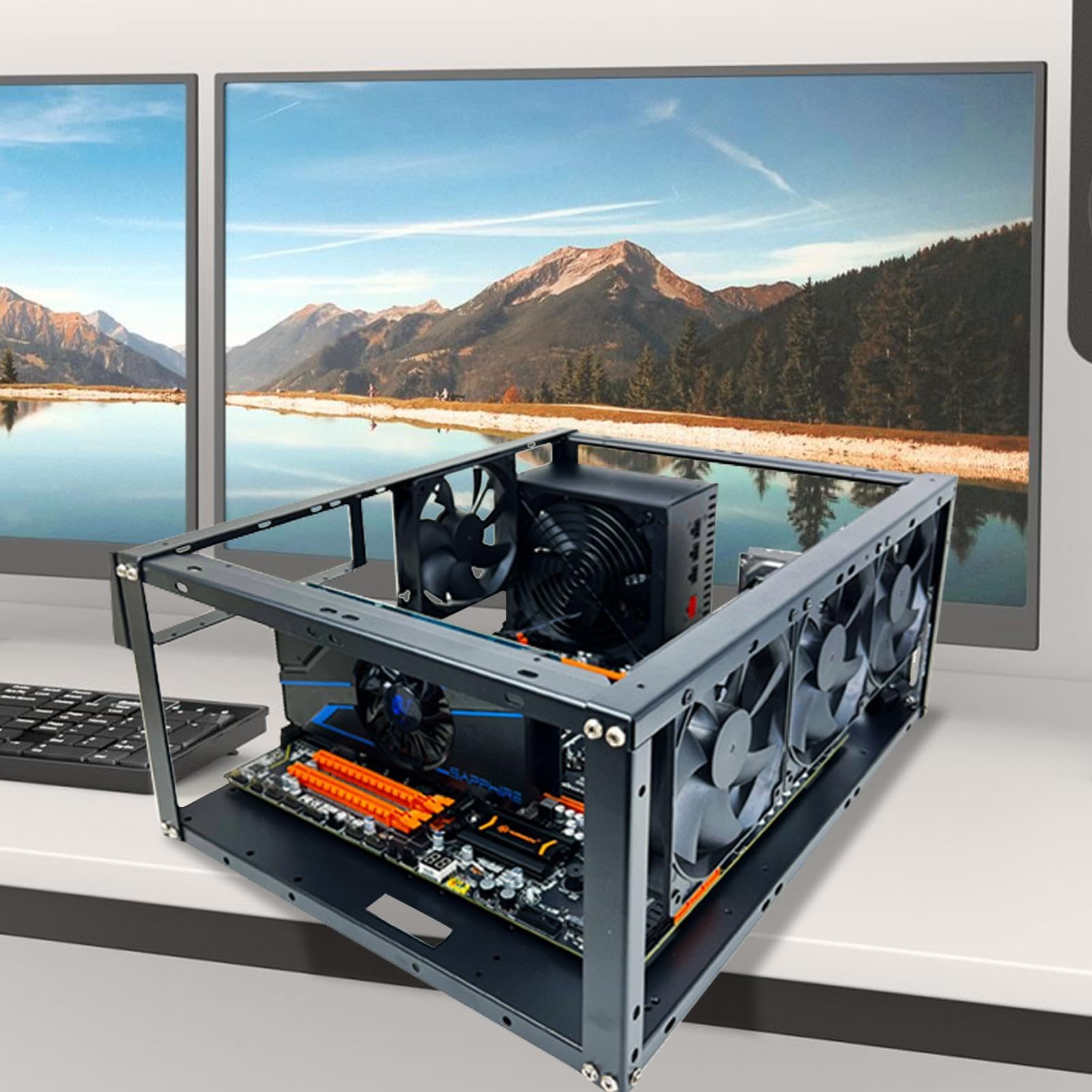 Supporto in metallo per ventola di raffreddamento ad aria e acqua | rack in alluminio fai da te, di supporto verticale per scheda madre del computer, overclocking dissipazione del calore