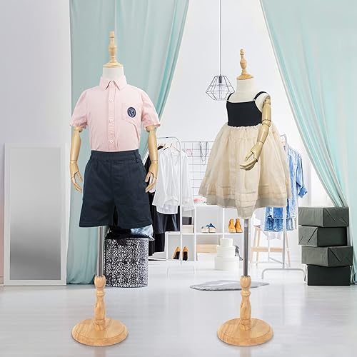 Miniatura 4 de Forma de vestido para niños con brazos de madera, maniquí para niños, cuerpo y busto, forma maniki niña pequeña, 4-5 años