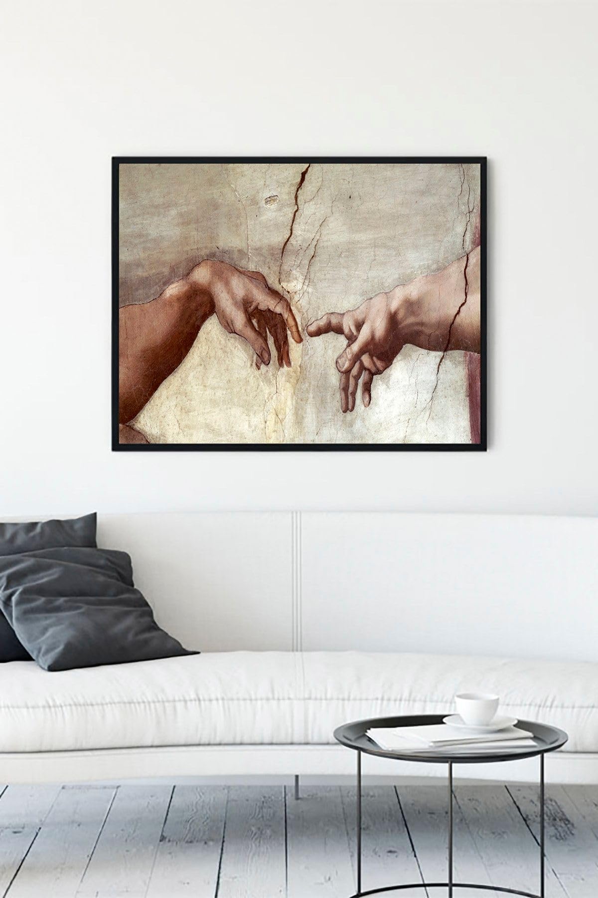 Postermanya (pster12332) Michelangelo - Adem'in Yaratılışı Sanatsal Çerçeveli Tablo 2 (30 X 40cm)