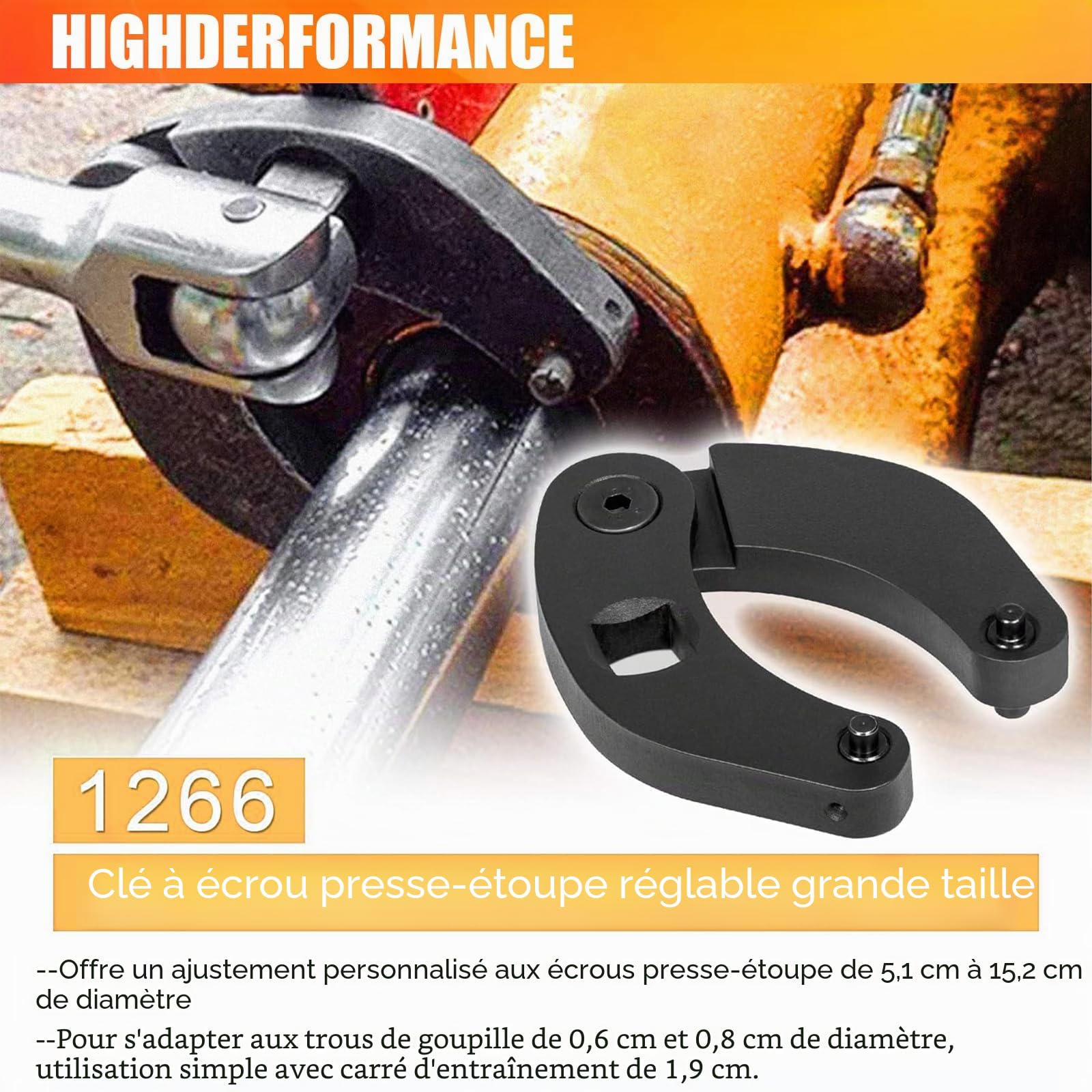 Clé à douille réglable en 2 parties, grandes et petites, grandes et petites, clé à vis réglable, convient pour les cylindres hydrauliques, les automobiles