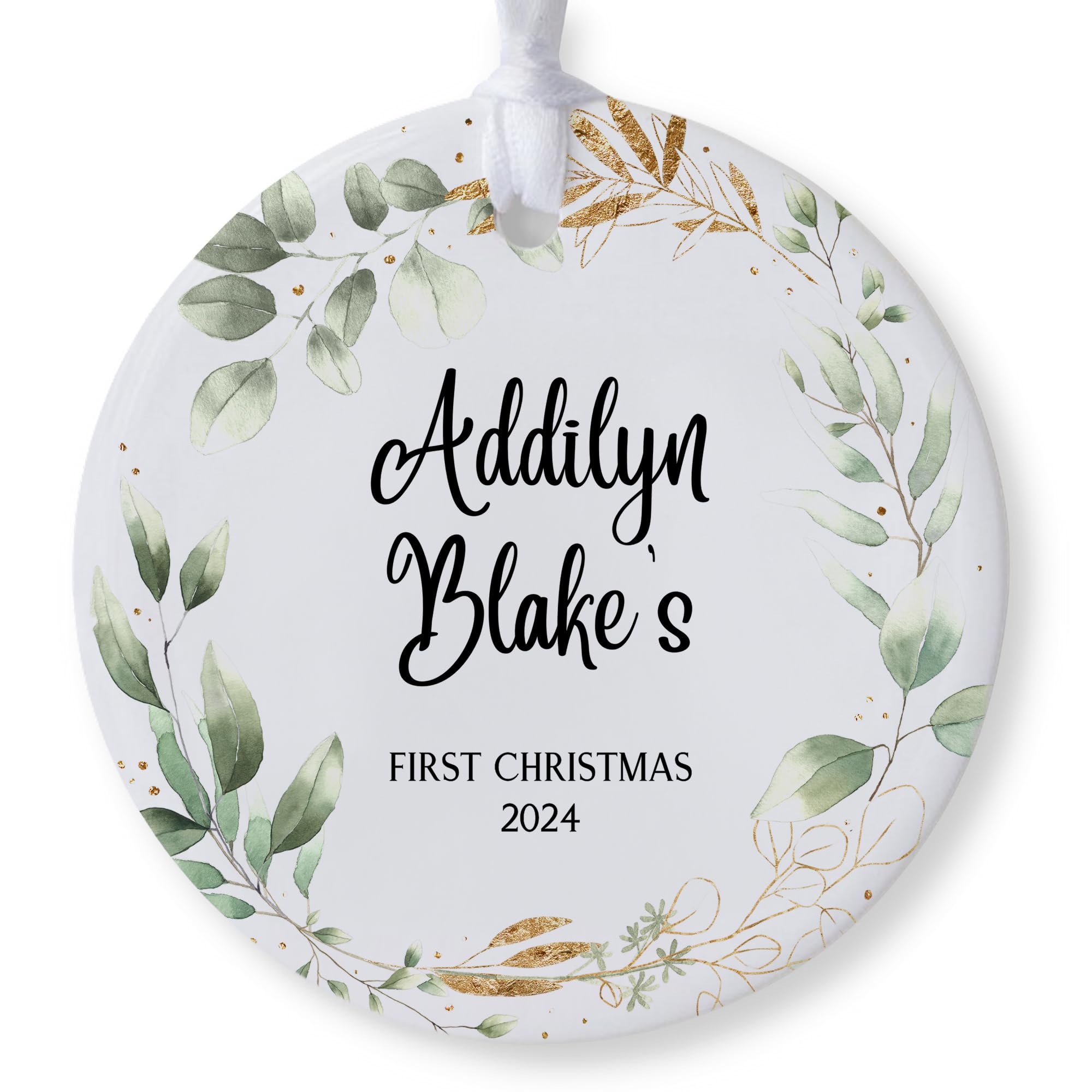 2025 Baby's First Christmas Ornament, Personalized Babys 1st Christmas Ornament, New Baby Name Keepsake Ornament, Custom Name Ornament, Christmas Tree Ornament (Design A)