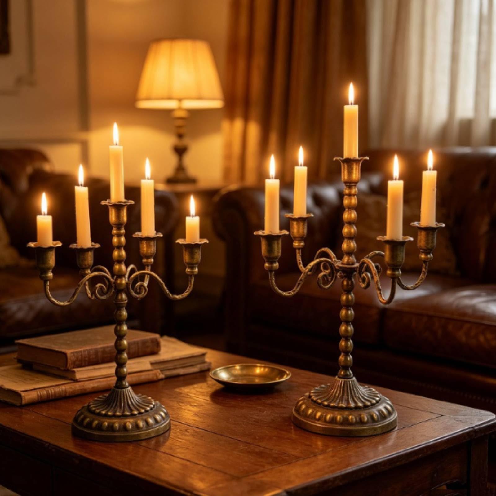 Portacandele in Metallo con E Ornamentali per Mensola E Tavolo Decorazione Classica, style to 1