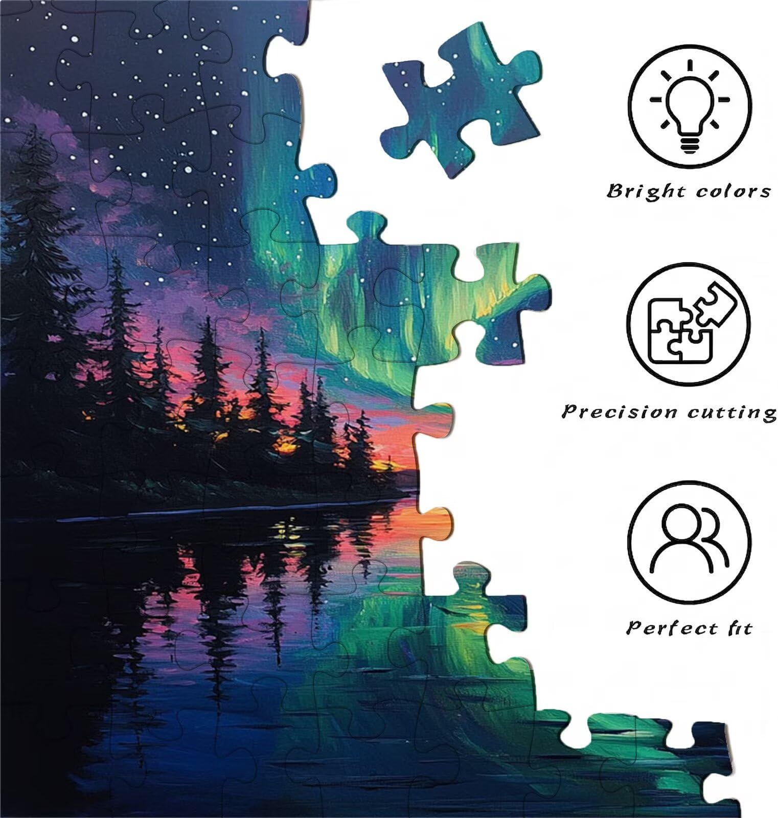Puzzle 1500 Teile, Holzpuzzle Erwachsene - Impossible Puzzle 87 x 57 cm niffliges Denkspiel & Denksport für Frauen & Männer, Familienspiel für Spieleabende, Geschenk für Frauen Norwegen Aurora w0-691