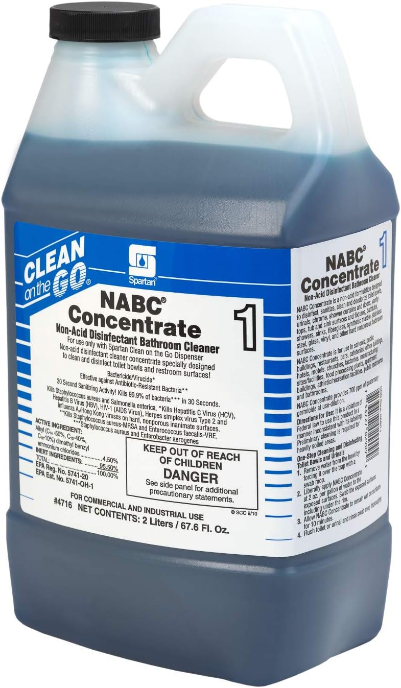 Spartan NABC Clean On The Go #1 Non Acid Restroom Disinfectant Cleaner 2 Liter Case of 4