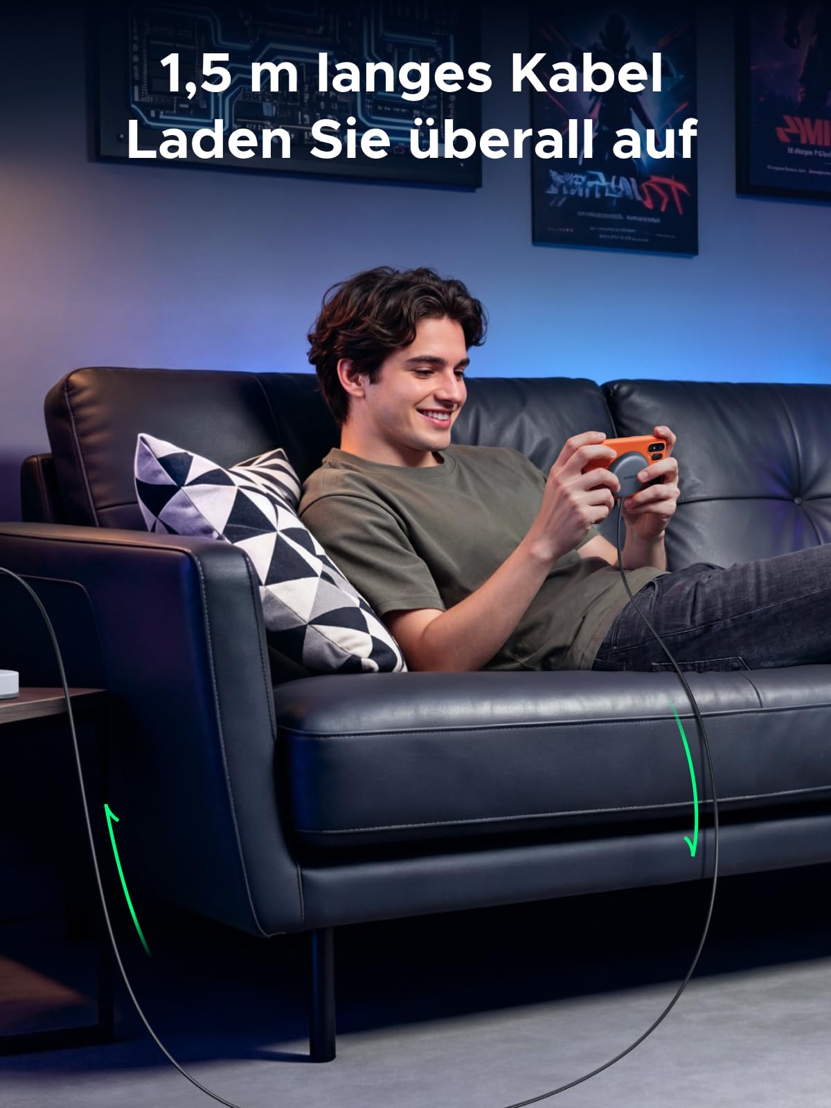 UGREEN Zapix Magnetisches Kabelloses Ladepad 25W, Qi2 zertifizierte iPhone Wireless Charger kompatibel mit MagSafe für iPhone 17/16 Serie, mit 1.5m Kabel - Schwarz
