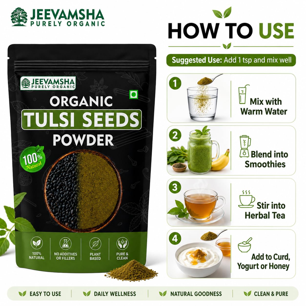 Tulsi Powder 250g Holy Basil | Organic Ayurvedic Immunity & Wellness Herb | Supports Respiratory & Stress Balance | Pure Ocimum Sanctum Powder | — Amazon image 2