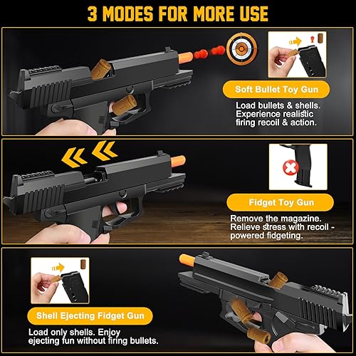 Miniatura 2 de Pistola de juguete automática de expulsión de carcasa para mayores de 13 años, juego de disparos y ansiedad, pistola de juguete realista con 120