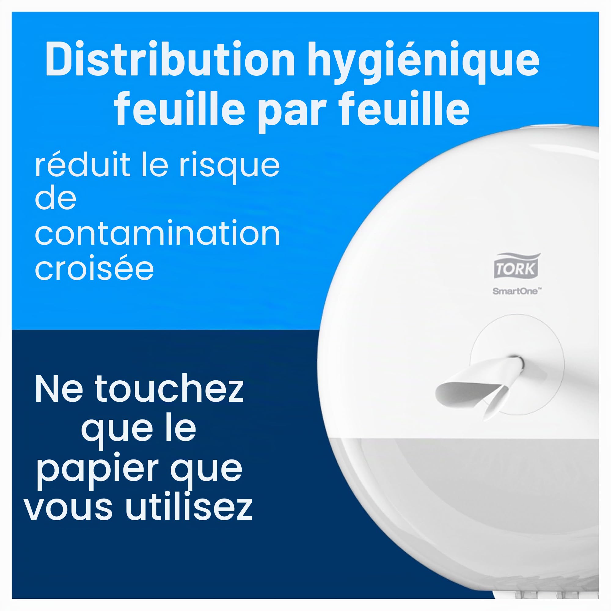 Tork SmartOne Distributeur murale Mini pour Papier Toilette Rouleau blanc T9, gamme Elevation, 681000