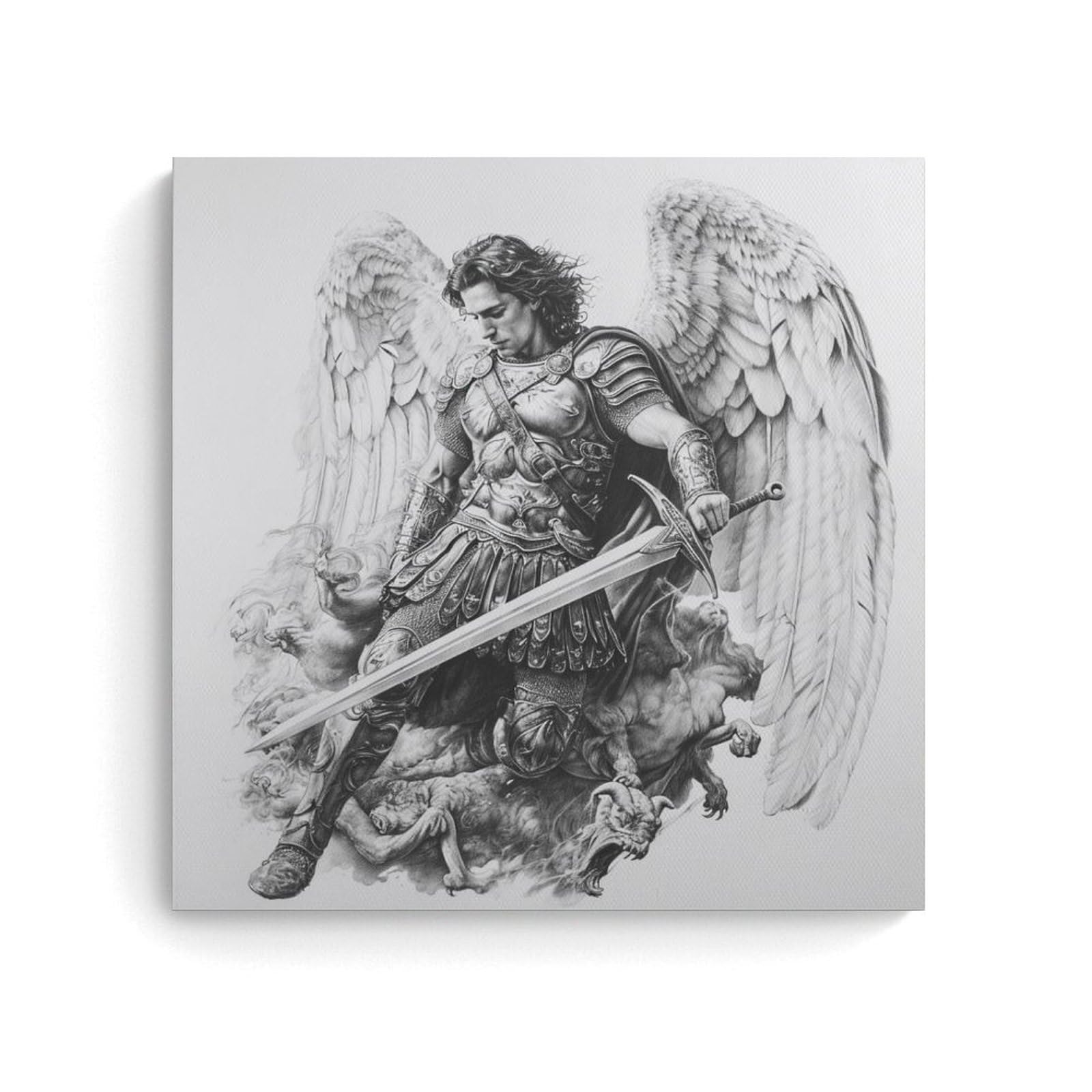 Amazon.com: Saint Michael The Archangel Canvas Painting Wall Art 