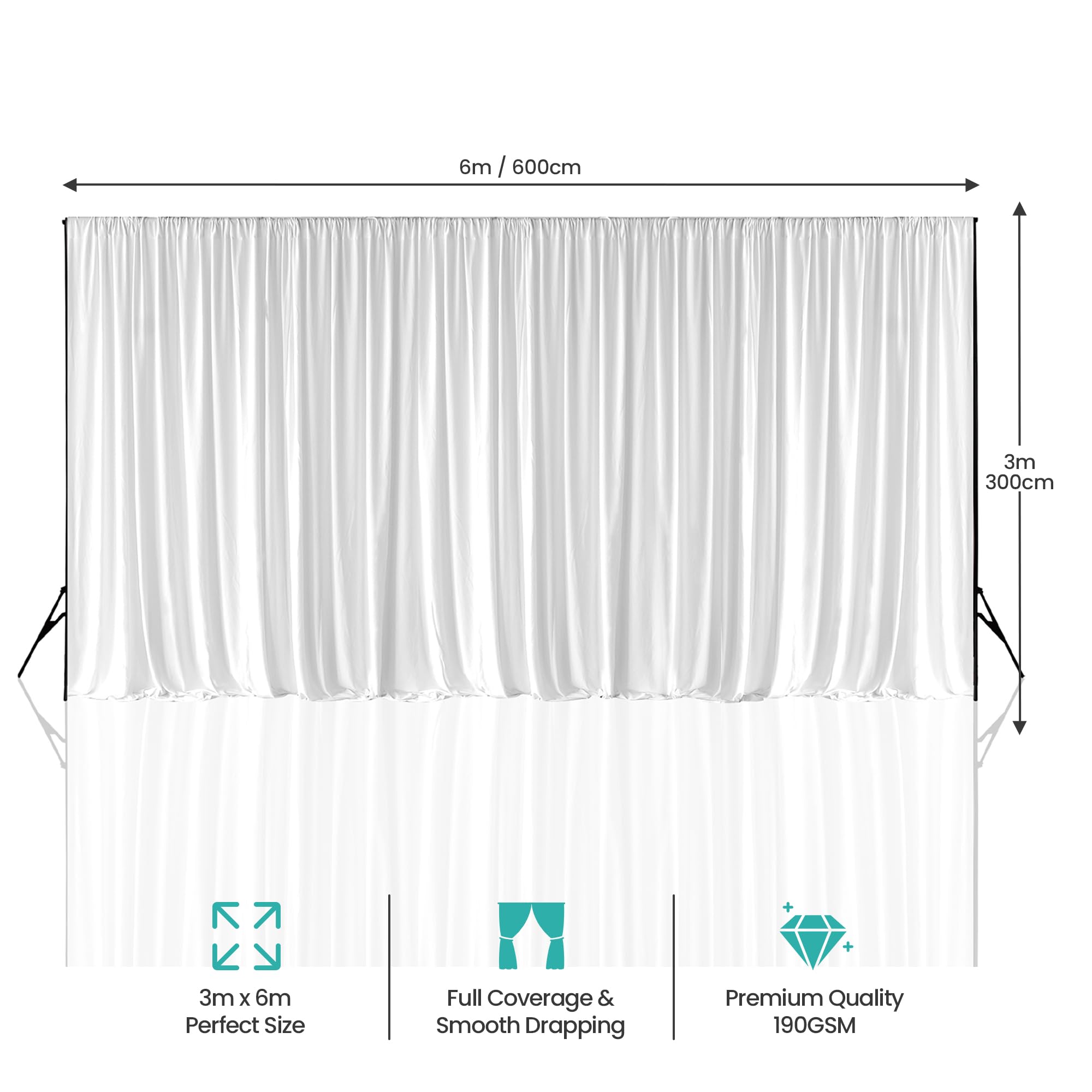 Trimming Shop Fondo negro de 3 x 6 m, 10 x 20 pies, 100 % poliéster, fondo de fotografía, antiarrugas, lavable, accesorios de estudio fotográfico para sesiones de fotos, filmación de video, fotografía