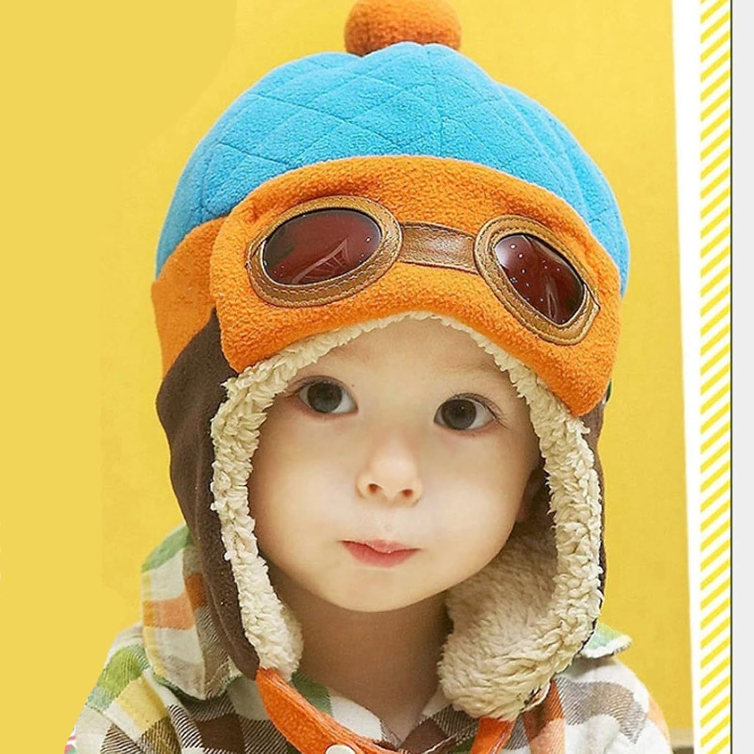 Winter Fleeces Lined Knitted Hat with Ear Cover for Girls Cold Weather Warmth