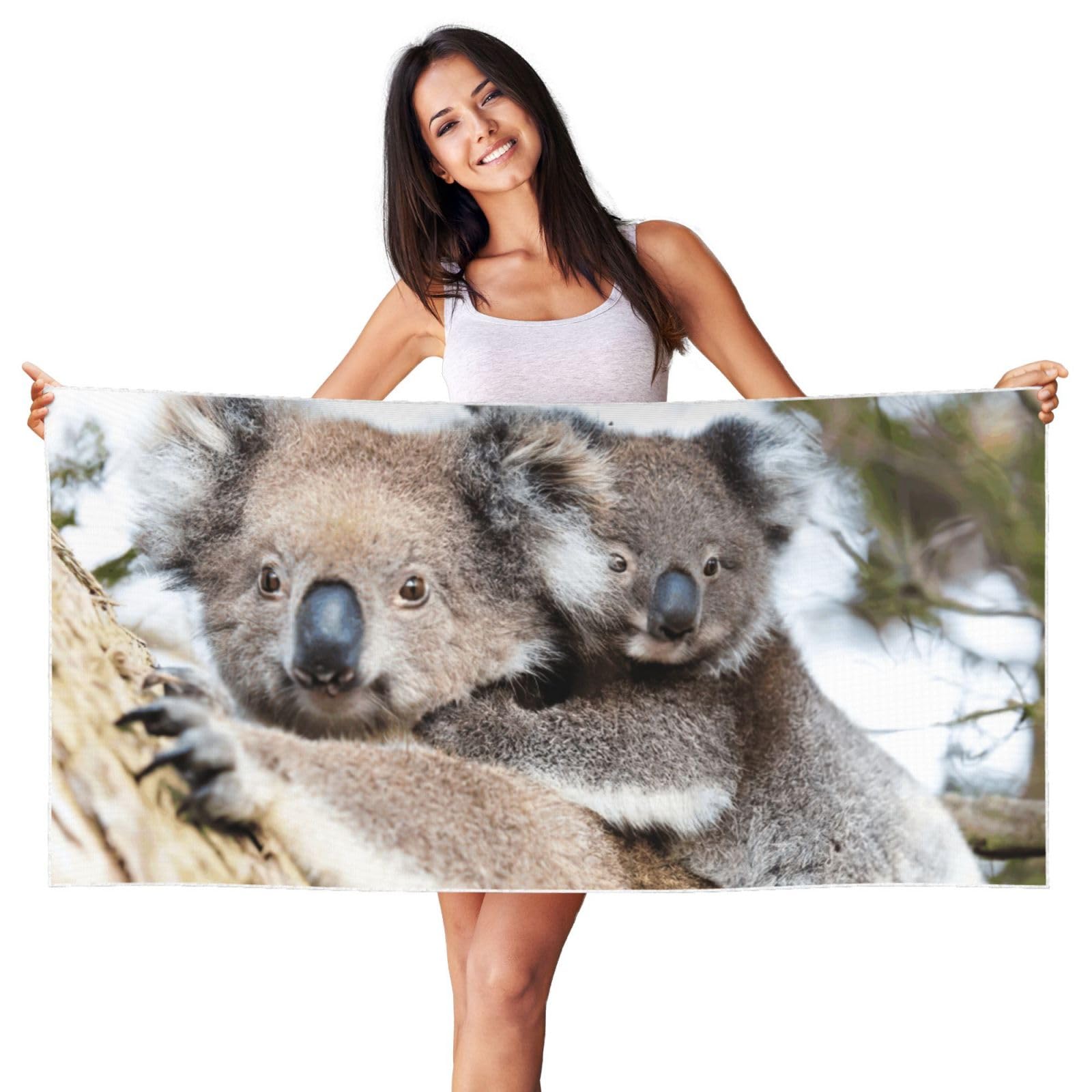 EdWal Koala Bear Print Spa Bath Towels 70cm X 140cm,Soft Quick Drying Beach Towels For Bathroom,Gym,Travel