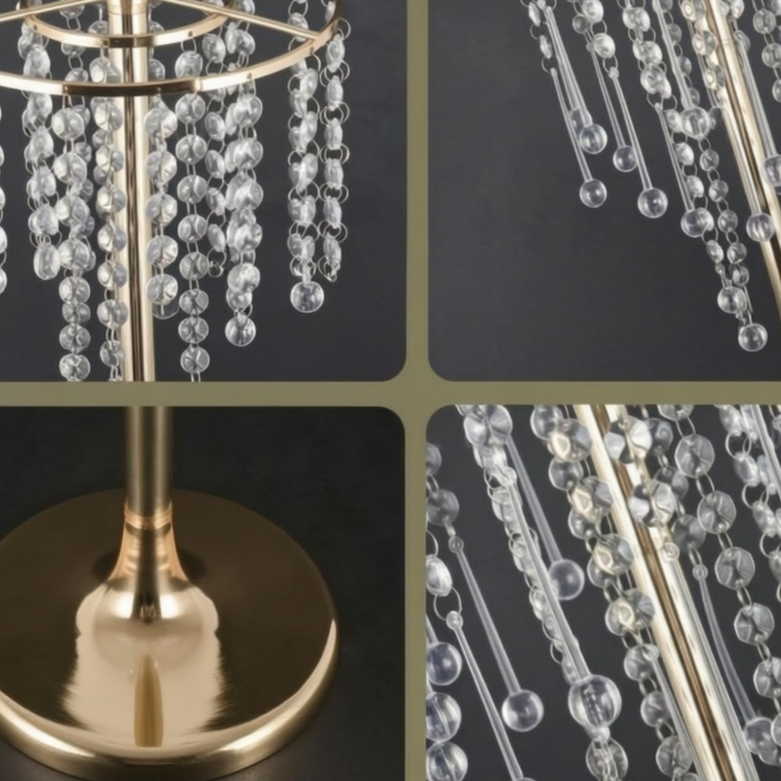 Soporte Decorativo de Boda Alta Centro de Mesa Jarrón Base Elevadora de Aleación con Brillo Espejado y Colgantes Adecuado para Bodas Formales, Plata, Diámetro 20 Cm X Altura 75 Cm