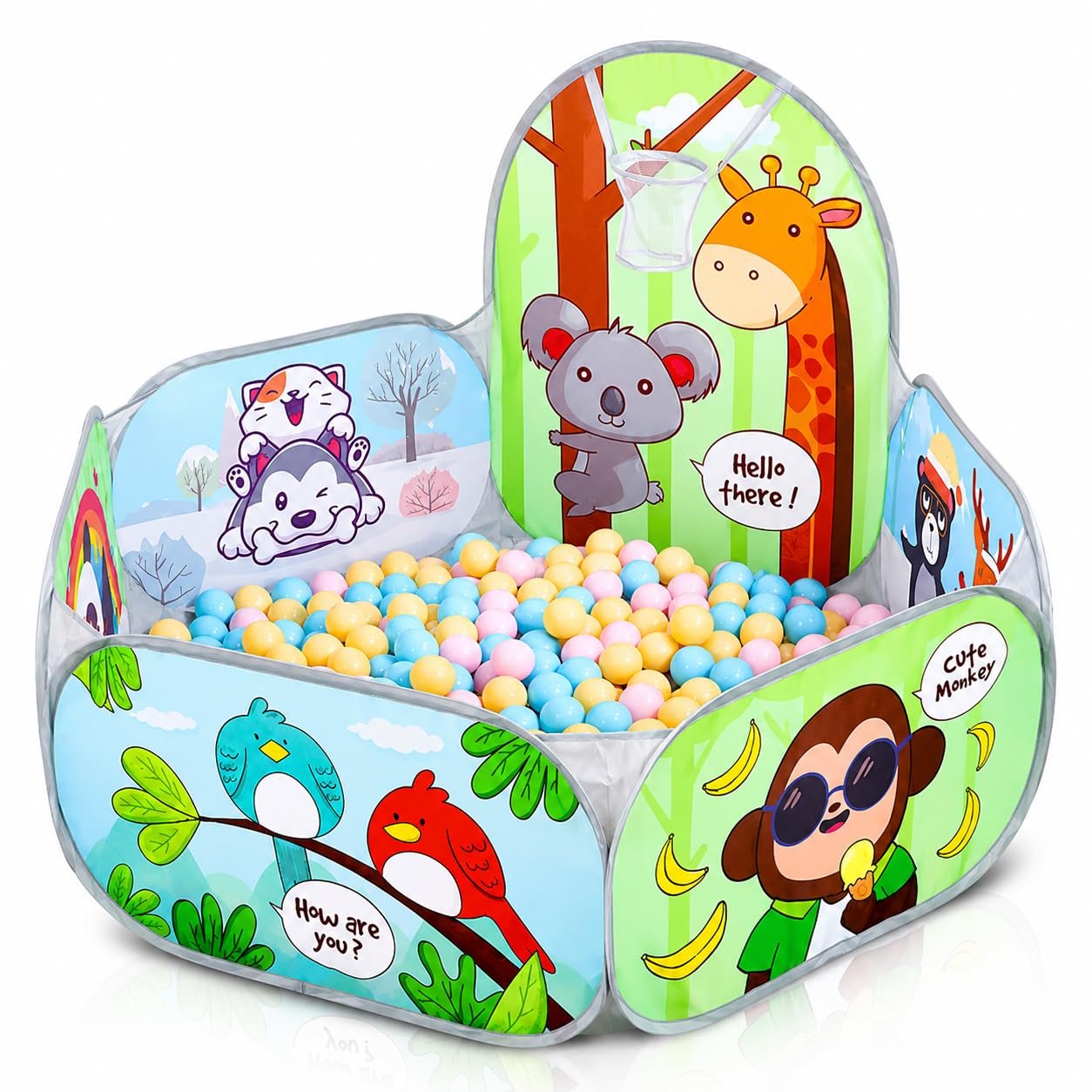 Magicwand X-X-Large Size Mesh Multi-Colored Cartoon Theme Pop-Up Activity Basket Ball-Pool with【50 Balls】【Age Upto 3 Yrs】-image-23