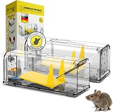 HEINWERT Live Mouse Trap with Water Reservoir + Mouse Bait Box + Ventilation Mouse Pads with Quick Release Non-Contact Output, 2 Sets of Mouse Traps