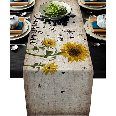 Amazon Com Greeeen Cotton Linen Table Runner 13 X 70 Inch Fall Pumpkin Patch Truck Kitchen Table Runners For Family Dinner Banquet Parties And Celebrations Autumn Farmhouse Market Table Decor Home Kitchen