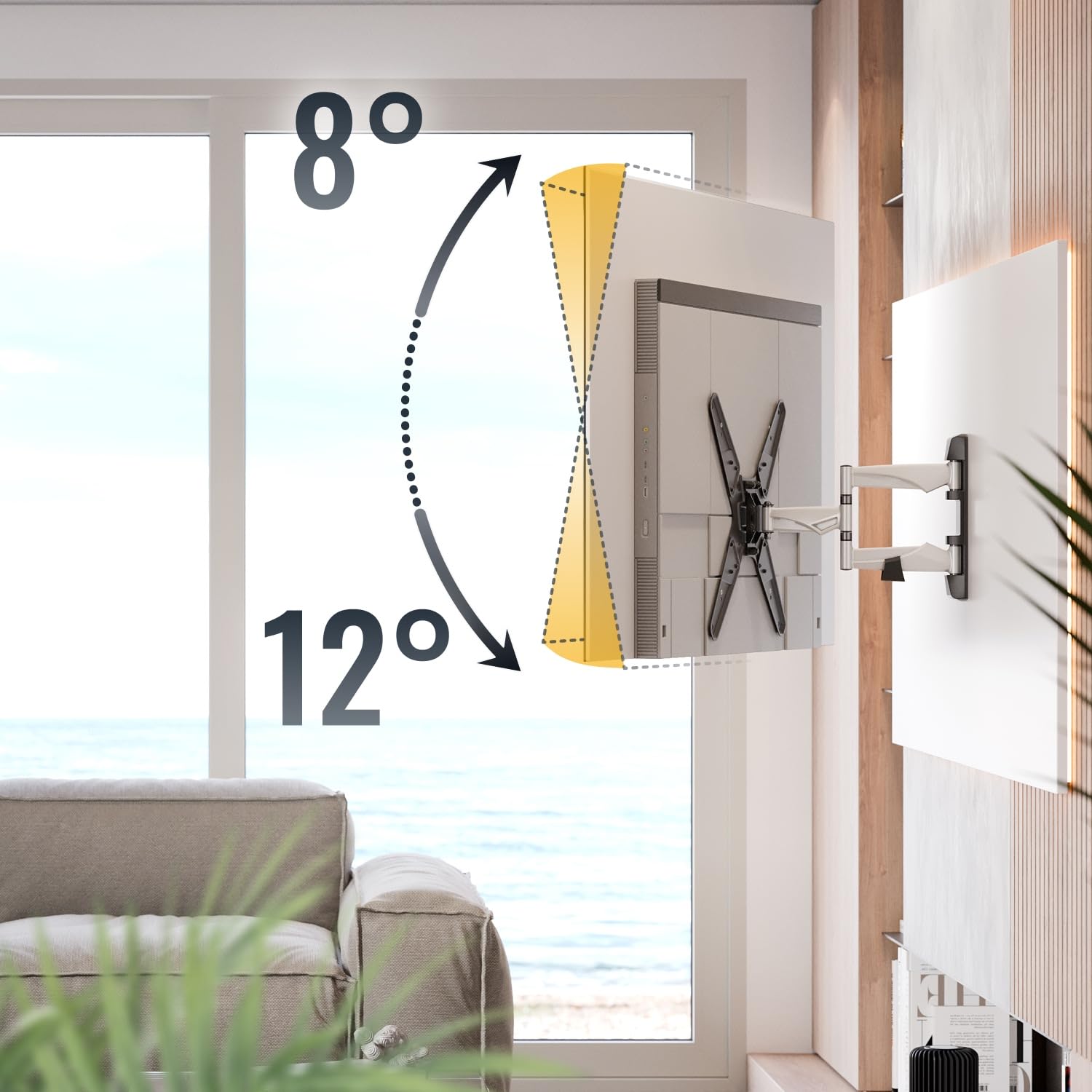 RICOO S3244 Supporto TV da parete Staffa TV 32-55 pollici per 32 55 pollici girevole inclinabile fino a 45 kg max VESA 400x400