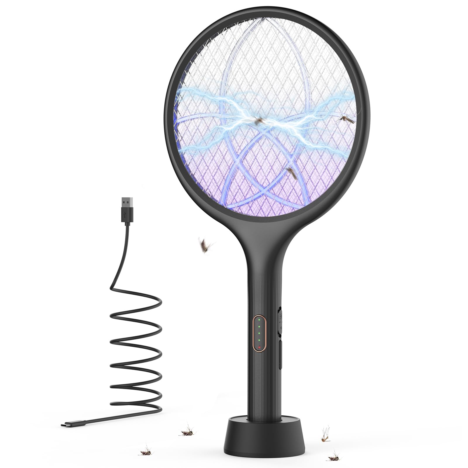 YISSVIC Elektrische Fliegenklatsche extra stark 4000V 2 in 1 Schwarz 1 STK